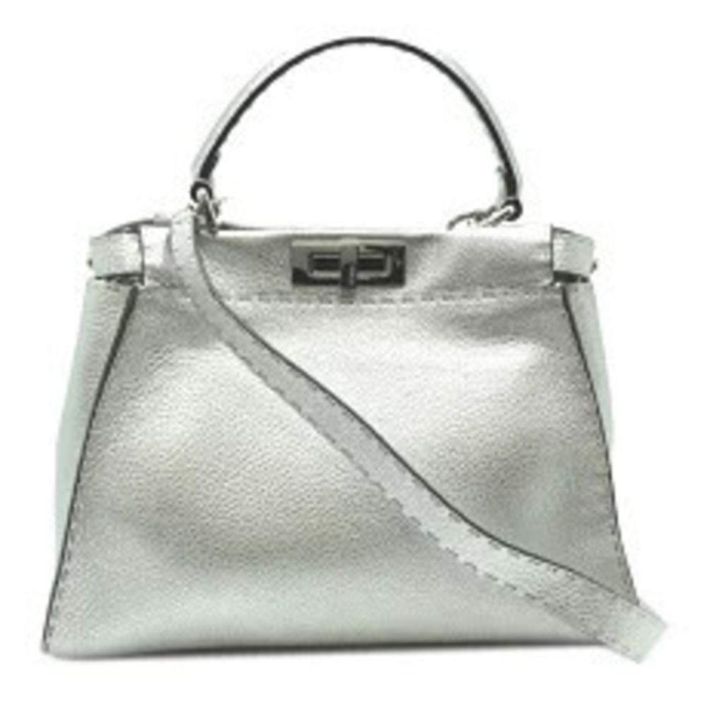 Fendi Peekaboo Selleria Bag Handbag Calfskin Silver